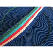 Elasticized Trim Ribbon Roll Blue &amp; Colorful Multstripe 1&quot; Vintage - £12.49 GBP