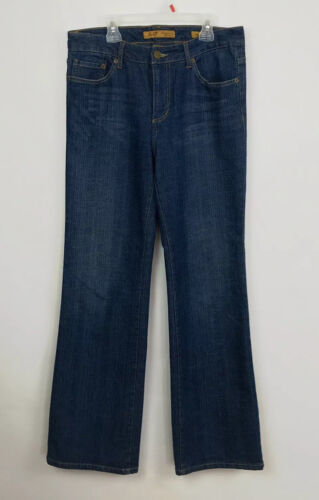 seven 7 womens jeans size 8 premium stretch denim flare blue jeans 32 x 33