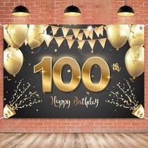 6X4Ft Happy 100Th Birthday Banner Backdrop - 100 Years Old Birthday Decorations  - $21.99