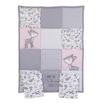 Little Love By Nojo Sweet Deer, Grey, Pink, White 3Piece Nursery Mini Cr... - £71.55 GBP