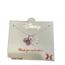 Disney Made For Each Other Silver Necklace Mickey & Minnie Jewelry Christmas - $42.74