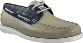 COLE HAAN MEN&#39;S CORNEL 2 EYE GREY LEATHER BOAT SHOES, C32580 - £67.78 GBP