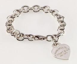 Tiffany & Co. Sterling Silver "Return to" Heart Tag Charm Bracelet 7.25" - $321.75