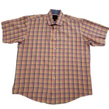 Mens Linea Uomo Shirt XXL Plaid Orange Blue Pink White Short Sleeve Butt... - $18.58
