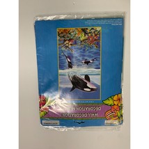 New Luau Wall Mural Decor Party Decorations Orca Whale 42 x72 in Coral Reef - $7.69