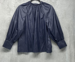 Rachel Comey Women’s Long Sleeve Faux Leather Tie Back Top   Navy size XS - $39.99