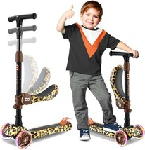 SereneLife Infinity 3-Wheel Kids Scooter with LED Wheels &amp; Seat - Leopard - €30,20 EUR