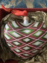 Waterford Holiday Heirlooms Plaid Heart Christmas Ornament Glass New In box - £98.55 GBP