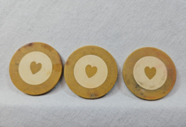 Vintage Olympic Harris Heart Inlay Poker Chip Lot of 3 - $5.93