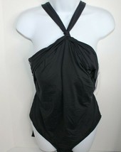 LA BLANCA Island Goddess Draped High Neck Black 1 Pc Swim Suit NEW Womens Sz 16 - £77.87 GBP