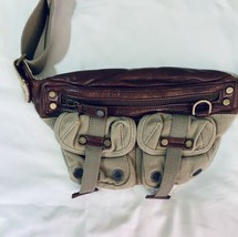 Diesel Fanny Pack Waist Belt Bum Bag Crossbody Canvas Leather Vintage 90s Y2K - £234.13 GBP