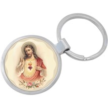 Holy Sacred Heart of Jesus Keychain - Includes 1.25 Inch Loop for Keys - £8.58 GBP