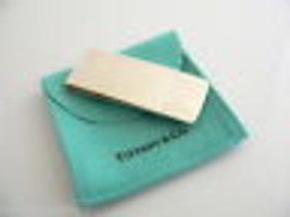 Tiffany &amp; Co Silver Textured Money Clip Holder Rare Gift Pouch Engravable Love - £232.75 GBP