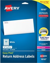 Avery Printable Return Address Labels Sure Feed, 0.5&quot; x 1.75&quot;, White 800... - €16,19 EUR