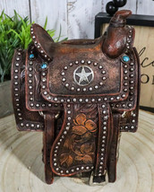 Rustic Western Cowboy Horse Saddle Lone Star Money Coin Savings Piggy Bank - $25.99