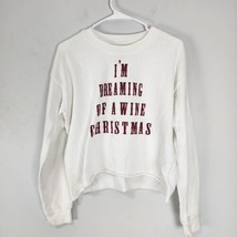 Project Karma I&#39;m Dreaming of a Wine Christmas Long Sleeve Crop Sweatshirt Sz L - £19.46 GBP