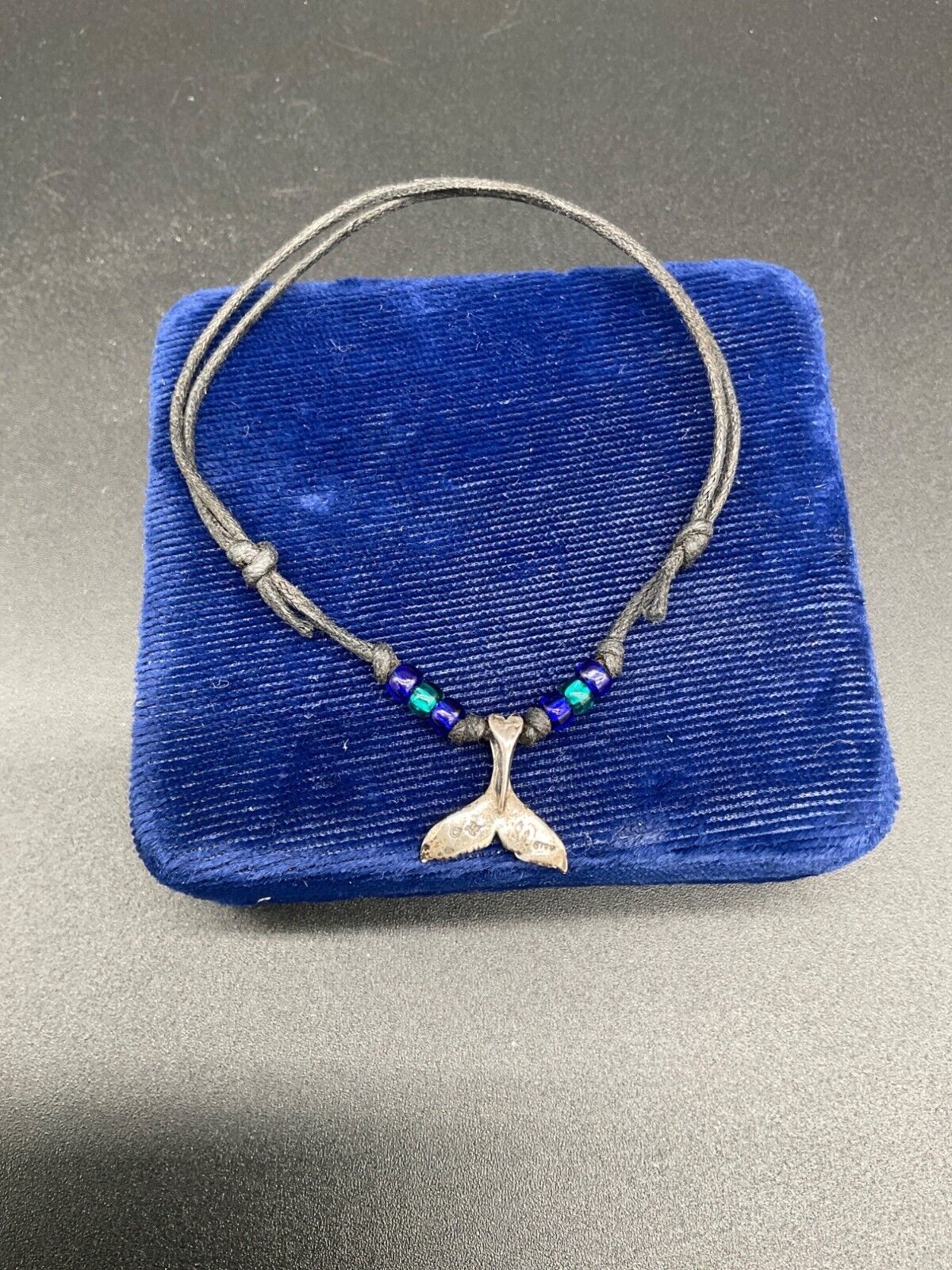 Vintage Sunwest Sterling Silver Whale Tail Bracelet With Blue Beads &amp; Bl... - $20.00