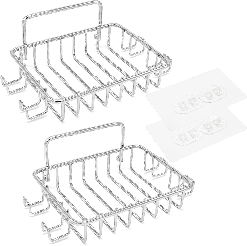 Soap Dish Holder for Shower with 4 Hooks, 2 Pack Stainless Steel Soap Dish for B Item image 8