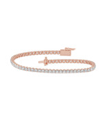 14k Rose Gold 5Ct TDW Lab Created Round Diamond Tennis Bracelet for Women - £3,708.23 GBP