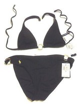 Ralph Lauren Black Halter Bikini Swimsuit Size XS Top, L Bottoms NWT $118 - $76.50