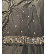 Willi Smith Black Linen Blend Beaded Embellished Skirt Size 10 Boho Fest... - $17.95