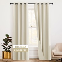 W 52 X L 95, Beige, 1 Pair, Ryb Home Soundproof Curtains For Bedroom - Totally - £94.01 GBP