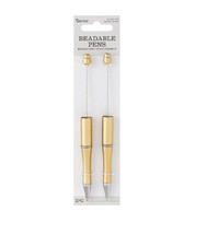 GOLD BEADABLE PENS Shaft Black Ink, 2 Pieces By Darice - £7.98 GBP