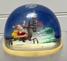 Vintage 1960’s Plastic Hong Kong Snow Globe Santa Reindeer - £27.93 GBP