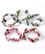 Wholesale Lot 8 Adjustable Wrap Silver Tone Spacer Luster Shell Beads Br... - £14.23 GBP