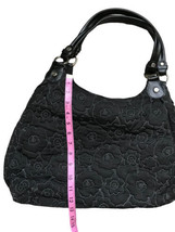 Thirty One 31 Quilted Black Floral Triple Compartment Large Satchel Bag ... - $19.75