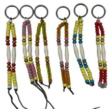 Lot Iroquois Beaded Keychains as pictured Leather Resin Beads - £29.56 GBP