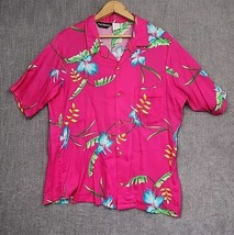 Hawaiian Shirt Men&#39;s Pink Floral Rayon Paul Howard California Pit to Pit... - $5.92