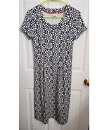 Boden Dress Woman Size 4L Short Sleeve Heart Print Fit &amp; Flare Midi Blue... - $34.65