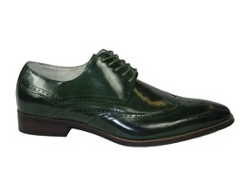Men's Giovanni Shoes High Quality Leather Wing Tip Derby LINCOLN Green image 7
