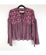 Free People Malia Babydoll Jacket Tie Front Floral Beaded Purple Oversiz... - £26.52 GBP