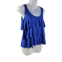 Y2K Fever Tiered Tank Top Womens Sz S Blue Sleeveless Scoop Neck Rayon Polyester - £7.46 GBP