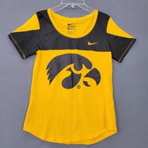 Nike Women T-Shirt Size S Yellow Iowa Hawkeyes Sporty Scoop Neck Short Sleeves - £8.56 GBP