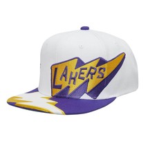 Mitchell &amp; Ness Los Angeles Lakers Fast Times White Adjustable Snapback Hat Cap - £29.23 GBP