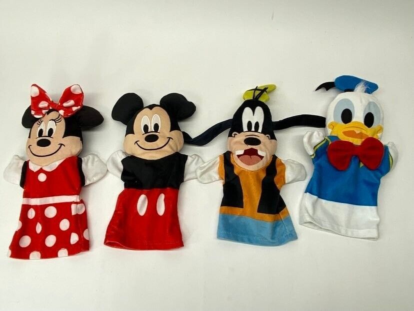 Primary image for (Lot of 4) Disney Baby Mickey Hand Puppet Melissa & Doug 11" Goofy Minnie Donald