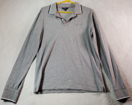 Ben Sherman Polo Shirt Men Small Gray Knit Cotton Long Raglan Sleeve Logo Collar - £13.77 GBP