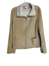 St Johns Bay Faux Suede Lined Ranchers Jacket Womens Size Large Brown - £23.71 GBP