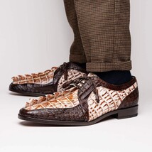 Caribe Rustic Caiman Crocodile Dress Derby's Shoes White / Brown image 9
