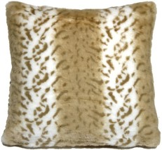 Tawny Lynx Faux Fur 20x20 Throw Pillow, with Polyfill Insert - £31.83 GBP
