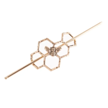 Goldtone Vintage Look Hollow Metal Hair Pin Stick with Bumble Bee - New - £13.30 GBP