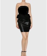 Haute Monde Velvet Peplum Top Size S Black Strapless Chiffon Ruffle Goth... - €25,66 EUR