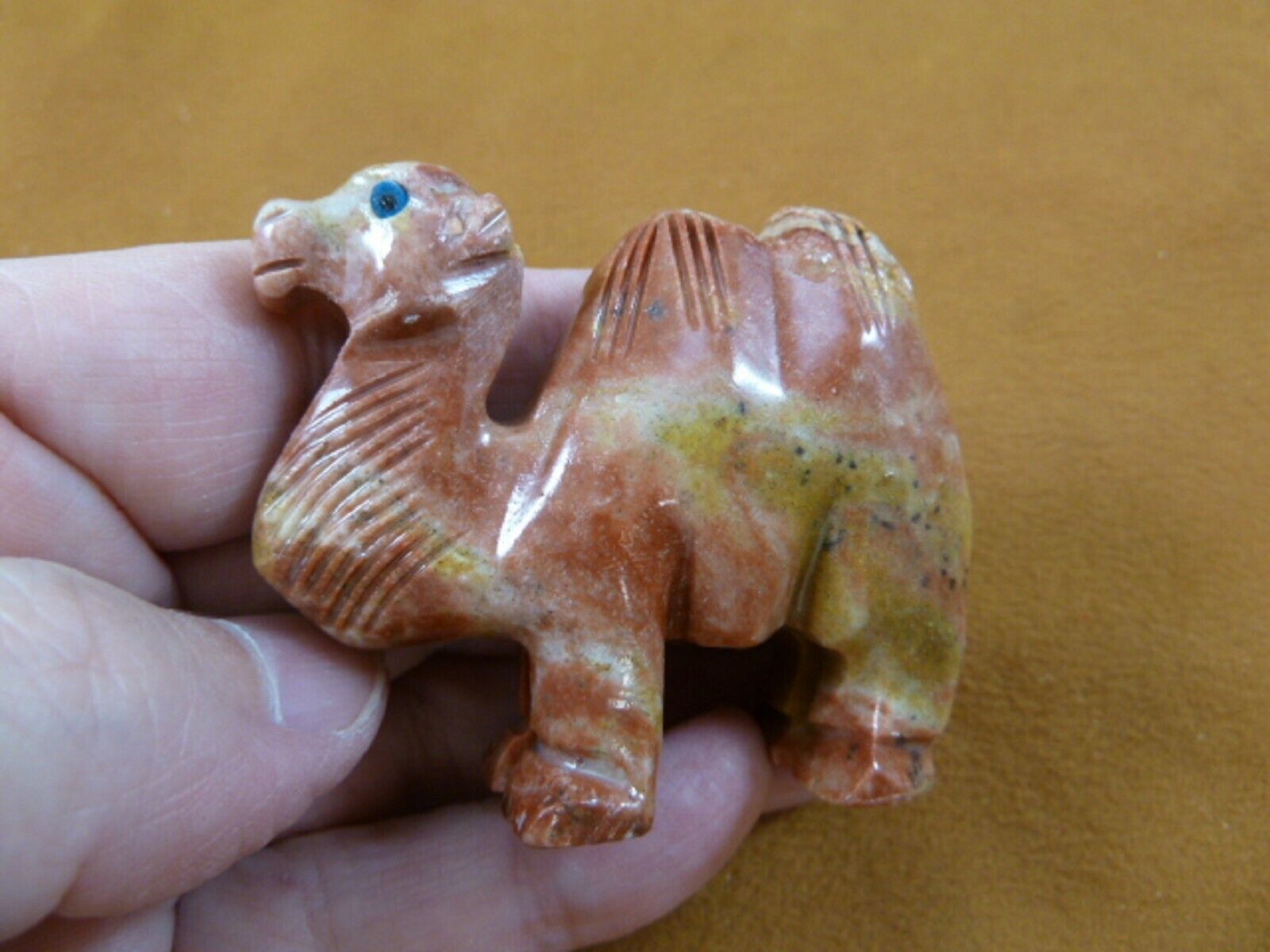 (Y-CAM-303) red CAMEL SOAPSTONE FIGURINE stone carving dromedary desert ... - $16.12