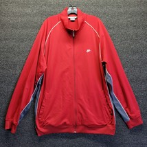 VTG NIke Men&#39;s Running Track Jacket Red Gray Active Full Zip Small logo Size XXL - $28.90