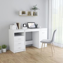 Desk White 140x50x76 cm Engineered Wood - £94.01 GBP