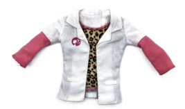 Mattel Barbie Top Shirt Vet Doctor White Lab Coat Pink Leopard Print Top - $4.85