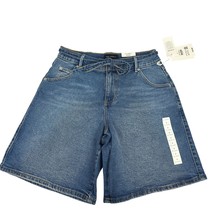 Free Assembly Womens Light Blue Belted Bermuda Jean Shorts Size 0 Cotton... - $24.15